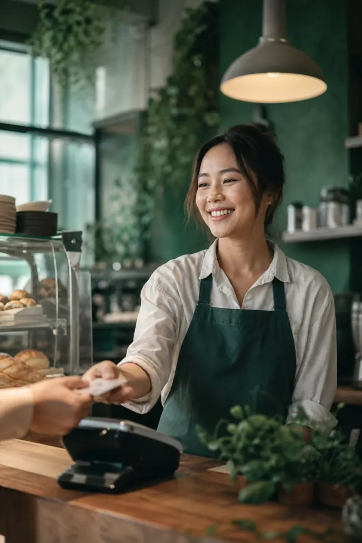 Restaurants and cafes: a small business owner at work