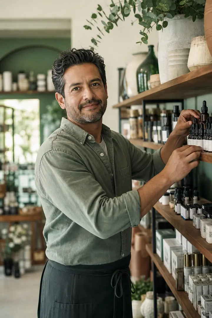 Retail shops: a small business owner at work