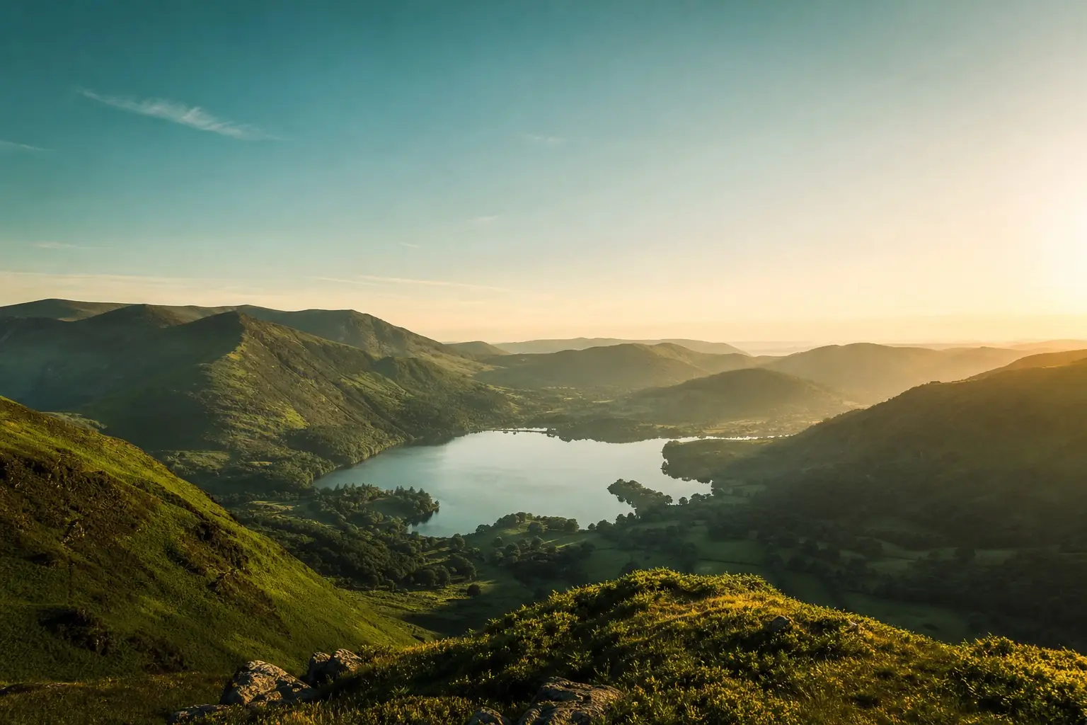 Lake District fells at golden hour